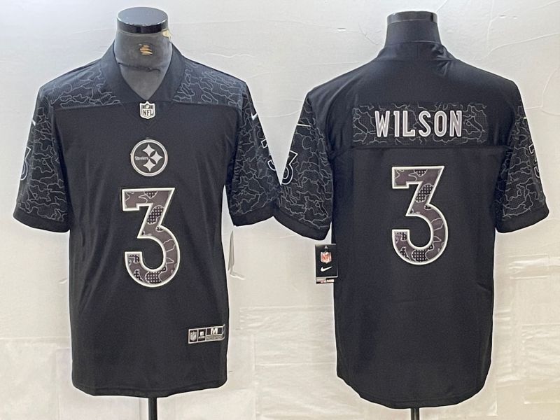 Men Pittsburgh Steelers #3 Wilson Nike Black RFLCTV Limited NFL Jersey
